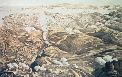 A Panoramic View of the External and Internal Defences of Sebastopol, the Batteries, Trenches and Siege Works of the Allies from sketches of a military engineer on the staff of Sir J. Burcoyne by Thomas Packer